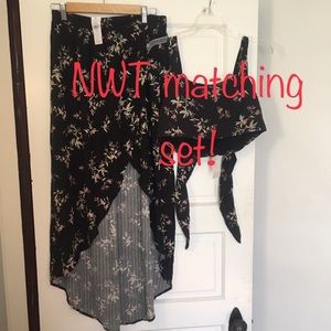 NWT! matching skirt set! crop top + hi lo skirt AE